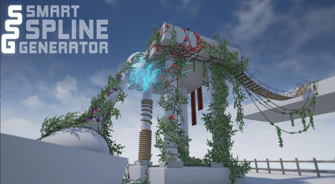 虚幻4藤蔓飘带绳索样条线多功能插件