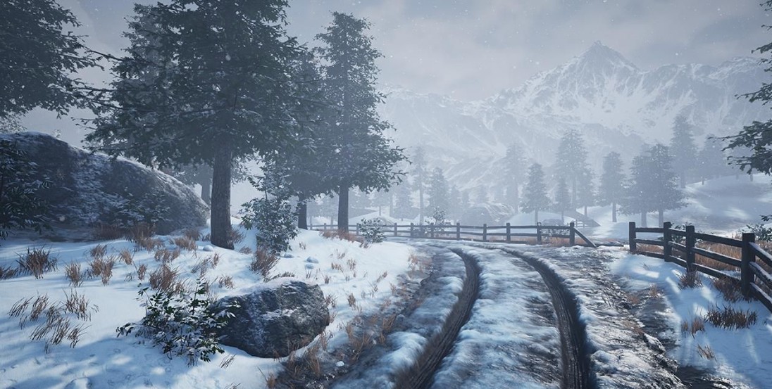 虚幻雪景雪山植物森林山体场景源文件下载