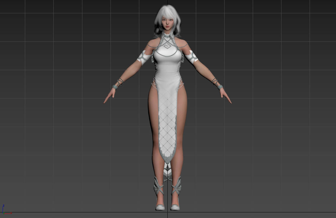 黑沙女角色模型，带骨骼绑定（max，obj，fbx格式都有）